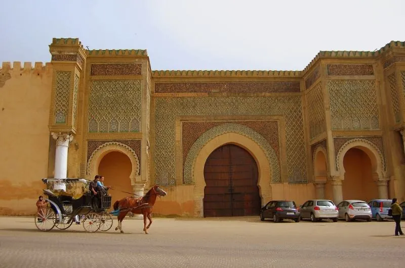 The monumental Bab Mansour gate in Meknes on 10 Days in Morocco from Tangier